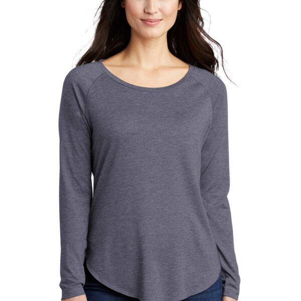 Ladies PosiCharge ® Long Sleeve Tri-Blend Wicking Scoop Neck Raglan Tee Thumbnail