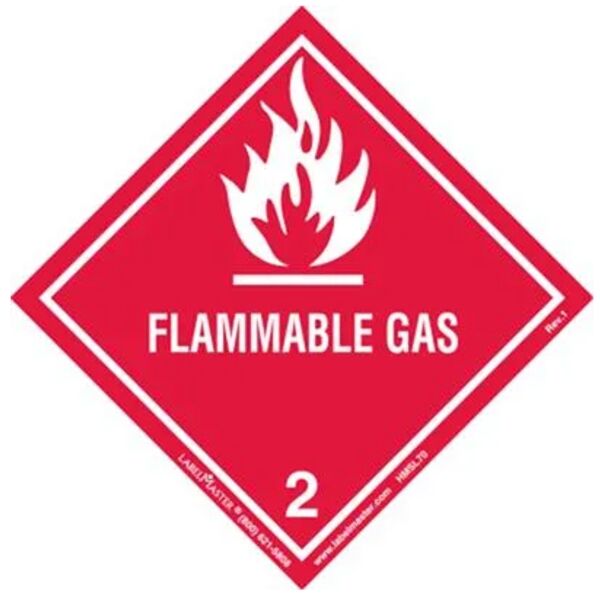 Flammable Gas Label, Worded, PVC-Free Film, Roll of 25 Thumbnail