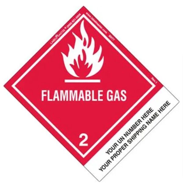 Personalized Flammable Gas Label, Shipping Name, PVC-Free Film, Standard Tab Thumbnail
