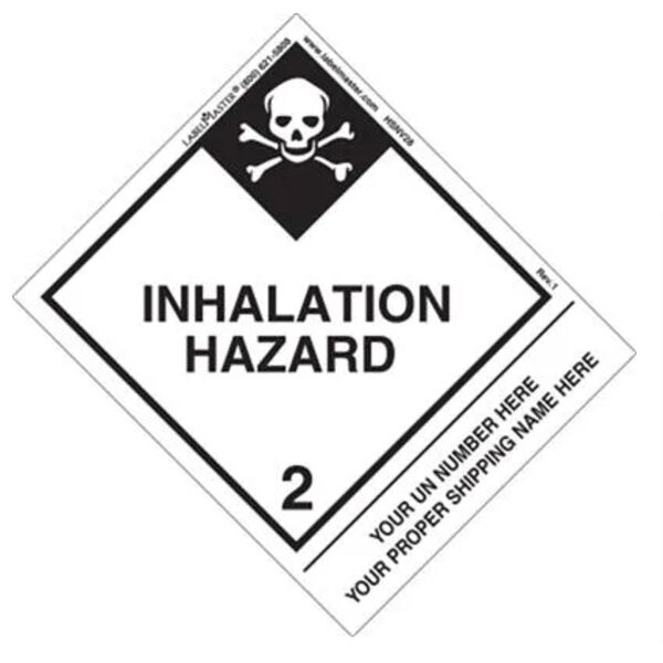 PERSONALIZED INHALATION HAZARD LABEL, SHIPPING NAME, PVC-FREE FILM, STANDARD TAB Thumbnail
