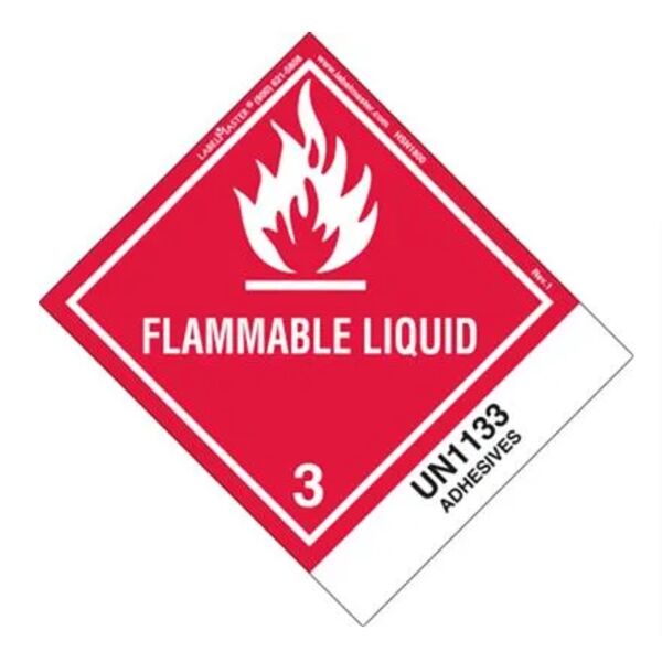 FLAMMABLE LIQUID LABEL, UN1133 ADHESIVES, PAPER, STANDARD TAB Thumbnail