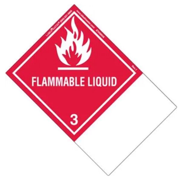 FLAMMABLE LIQUID LABEL, BLANK, PAPER, EXTENDED TAB Thumbnail