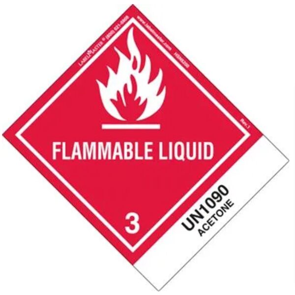 FLAMMABLE LIQUID LABEL, UN1090 ACETONE, PAPER, STANDARD TAB Thumbnail
