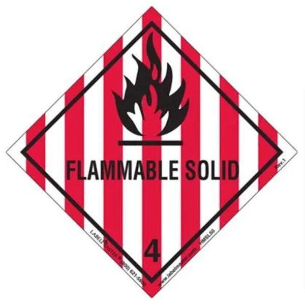 Flammable Solid Label, Worded, PVC-Free Film, Roll of 500 Thumbnail