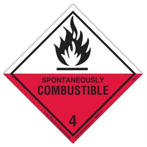 Spontaneously Combustible Label, Worded, PVCFF, Roll of 500 Thumbnail