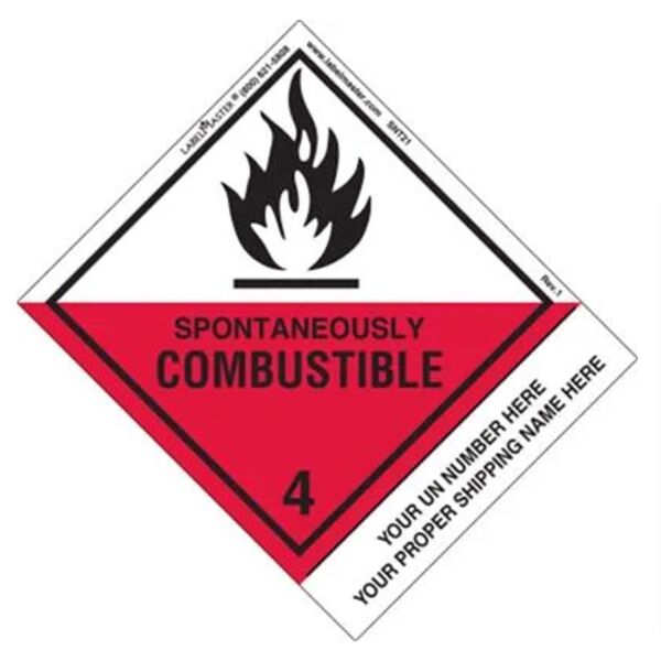 PERSONALIZED SPONTANEOUSLY COMBUSTIBLE LABEL, SHIPPING NAME, PVC-FREE FILM, STANDARD TAB Thumbnail