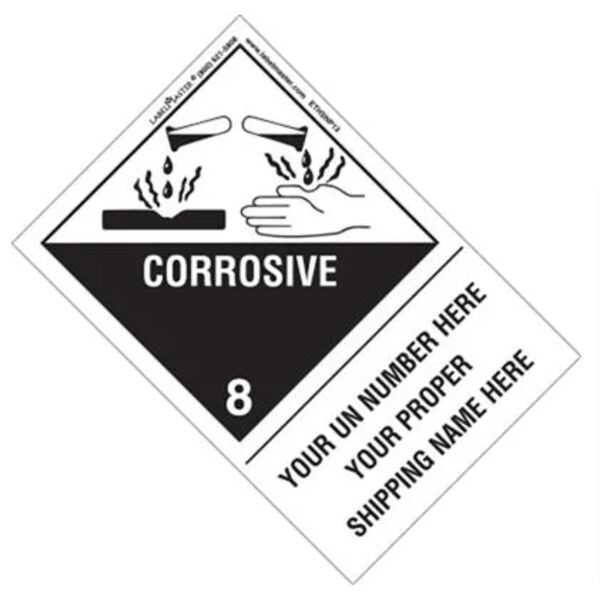 Personalized Corrosive Label, Shipping Name, PVC-Free Film, Extended Tab Thumbnail