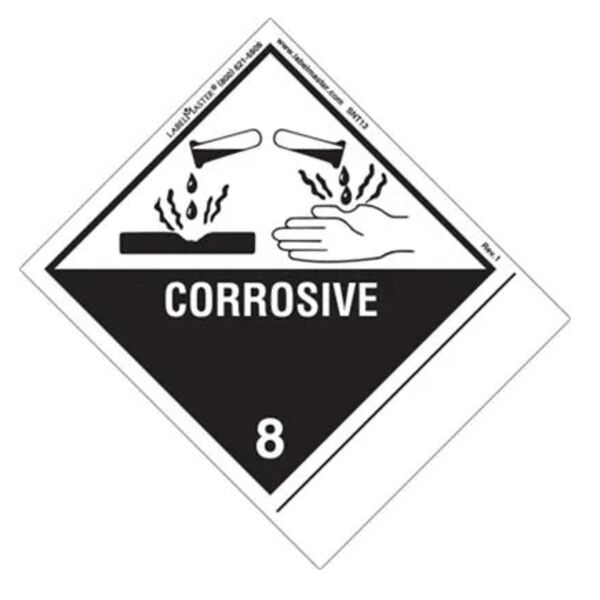 Corrosive Label, Blank, Shipping Name, PVCF, Standard Tab  Thumbnail