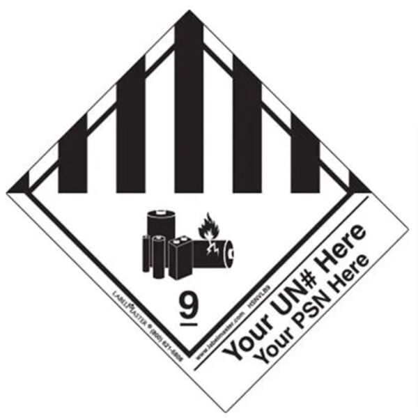 Personalized Hazard Class 9 Lithium Battery Label, Extended Tab, PVC-Free Film Item ETHSNVLBP9 Thumbnail