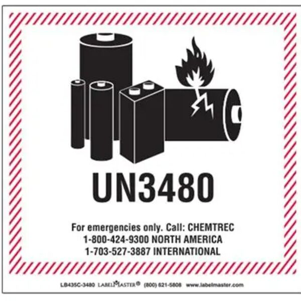 CHEMTREC UN3480 Lithium Battery Handling Marking, 100mm x 100mm, Paper  Thumbnail