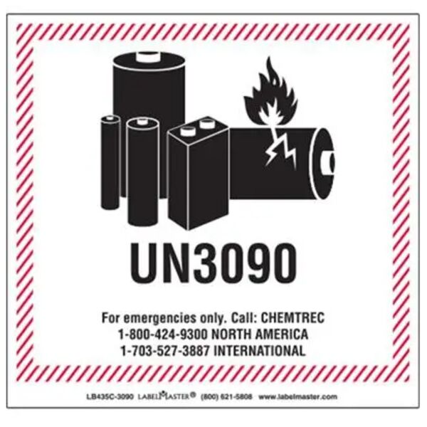 CHEMTREC UN3490 Lithium Battery Handling Marking, 100mm x 100mm, PVC-FREE FILM Thumbnail