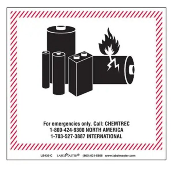 CHEMTREC  Lithium Battery Handling Marking, 100mm x 100mm, Paper Thumbnail