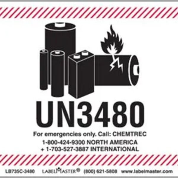CHEMTREC UN3481 Lithium Battery Handling Marking, 105mm x 74mm, Paper Thumbnail