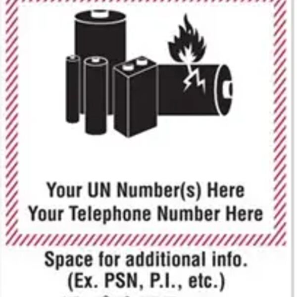 LITHIUM BATTERY HANDLING MARKING W/ TAB, 126MM X 140MM, PAPER, PERSONALIZED Thumbnail