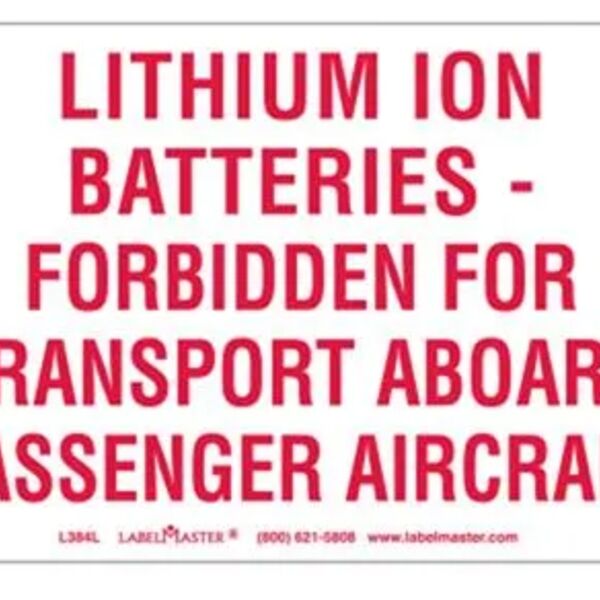 DOT LITHIUM ION BATTERY MARKING, PVC-FREE FILM, 6" X 4" Thumbnail