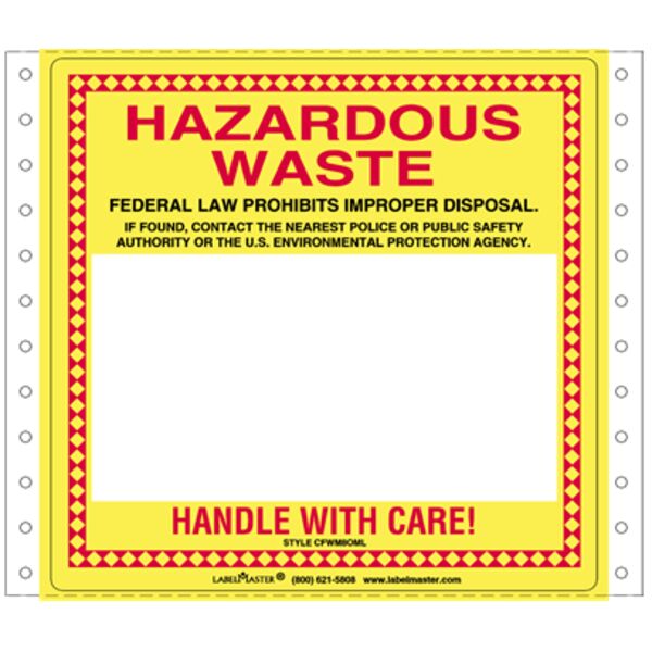 Standard Waste Label for 12mm UN/NA, Pin-Feed, PVC-Free Film, 6" x 5.875", Pack of 500 Thumbnail