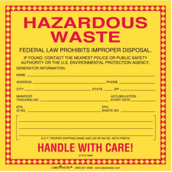 Standard Waste Label, Personalized Paper, 6" x 6", Pack of 25 Thumbnail