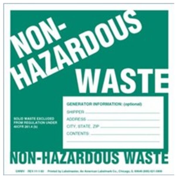 Non-Hazardous Waste Label, w/Generator Info, Thermal PVCF Thumbnail