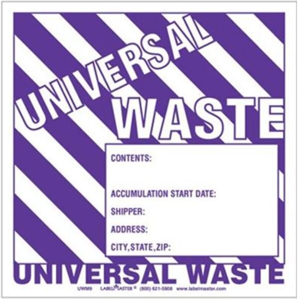 Universal Waste Label w/Generator Info, Unruled, Stock Paper Thumbnail