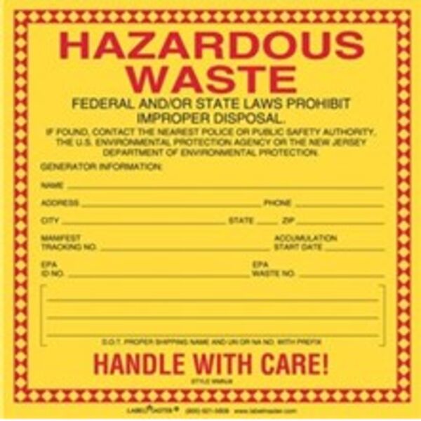 New Jersey Waste Label, Stock PVC-Free Film Thumbnail