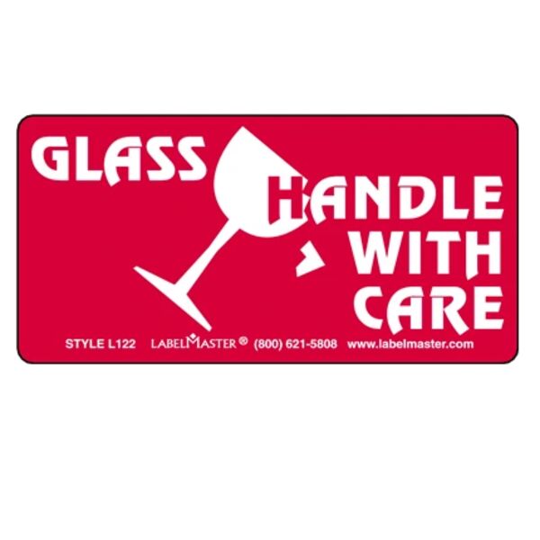 Glass Handle With Care Label, Paper, 2" x 4" Thumbnail