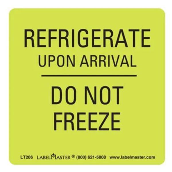 Refrigerate Upon Arrival-Do Not Freeze Label Thumbnail