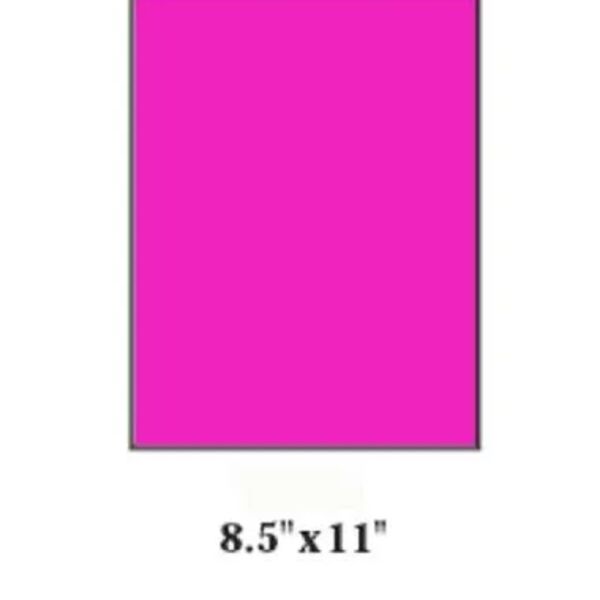 Blank Label, Rectangle, 8 1/2" x 11", Pink, Fluorescent Paper, Pack of 100 Thumbnail