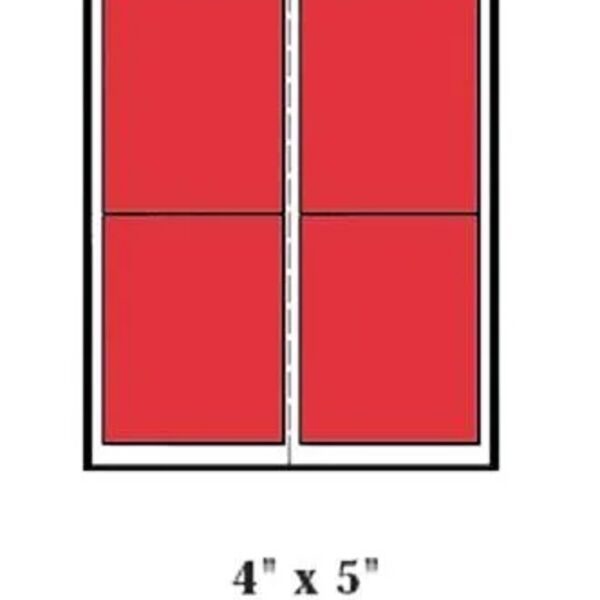 Blank Label, Rectangle, 4" x 5", Red, Fluorescent Paper, Pack of 100 Thumbnail