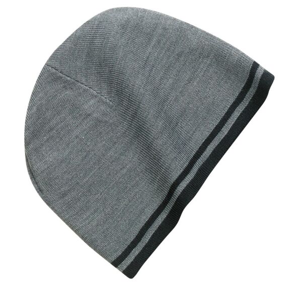 Fine Knit Skull Cap with Stripes Thumbnail