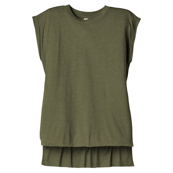 Women's Flowy Muscle Tee With Rolled Cuffs Thumbnail